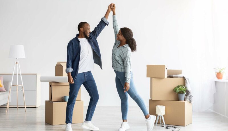 Couple moving together